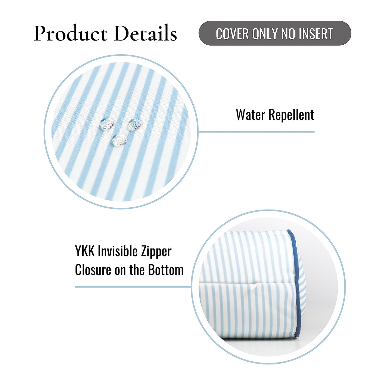 Hofdeco Premium coastal Hampton pillow cover blue stripe on sofa setting