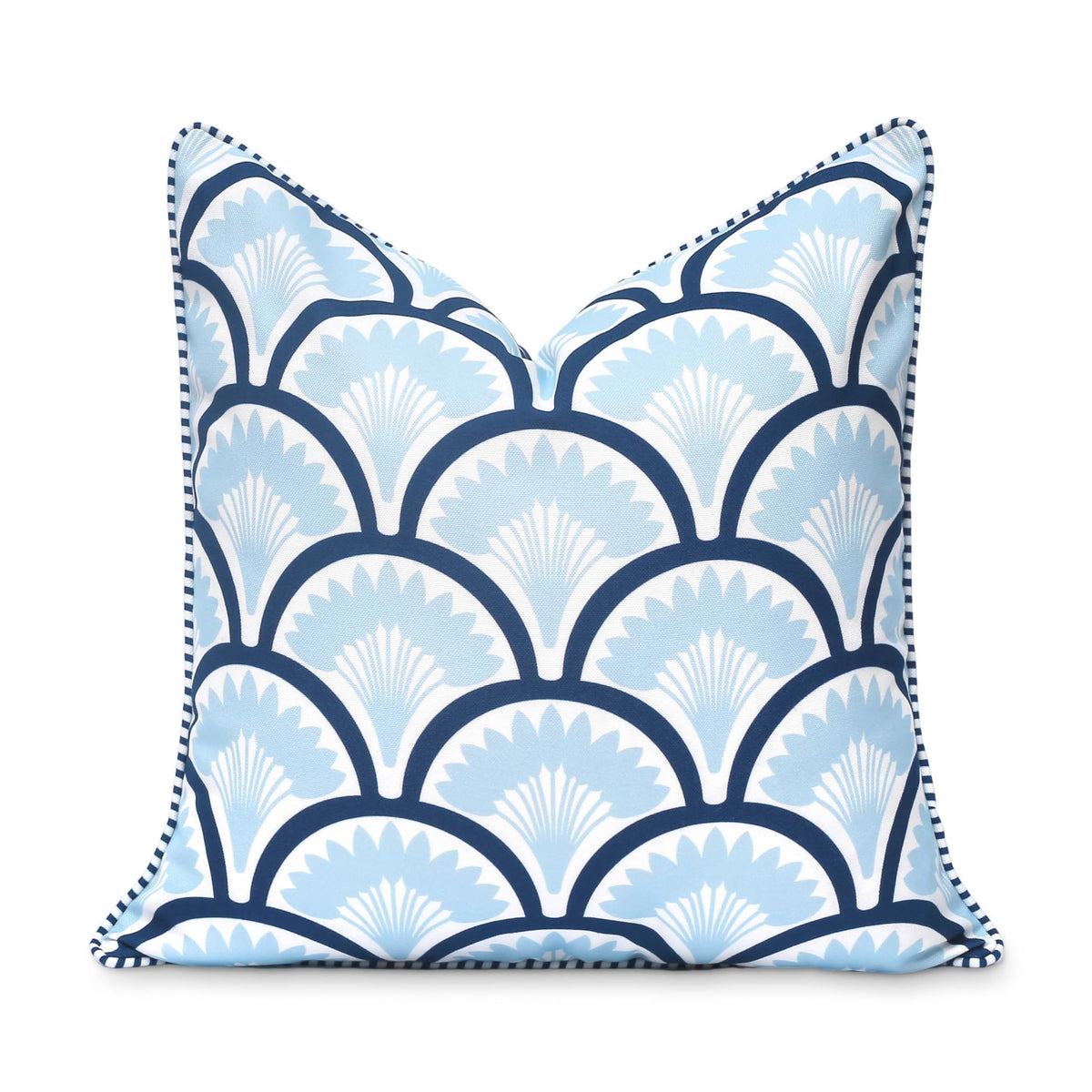 Hofdeco Premium coastal cover front view with palm print adds tropical style to outdoor seating.