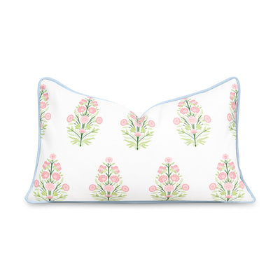 Hofdeco Premium coastal-patio-pillow-cover-12x20 with floral pattern for outdoor seating.