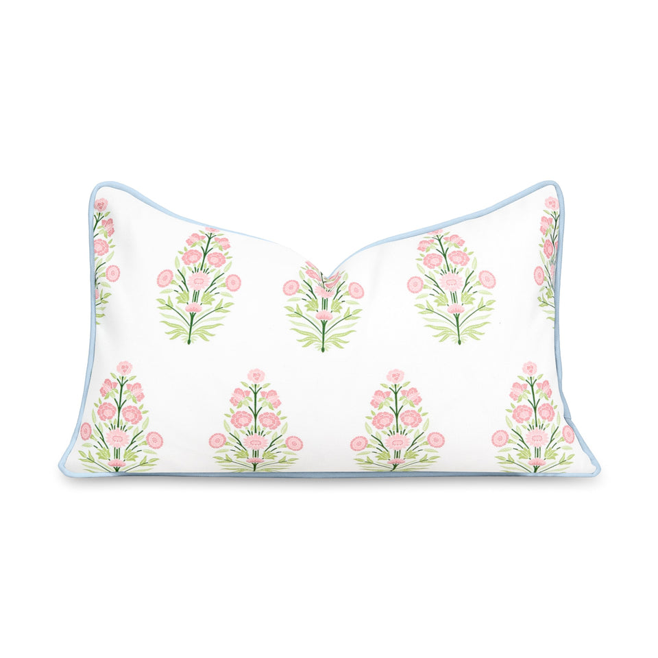 Hofdeco Premium coastal-patio-pillow-cover-12x20 with floral pattern for outdoor seating.