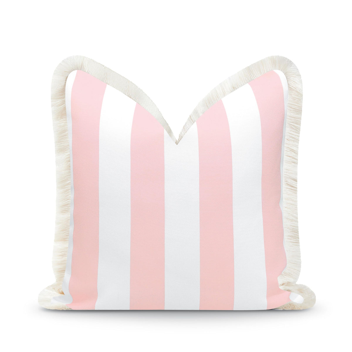Hofdeco Premium coastal pillow cover with blush pink stripes for outdoor and indoor use.