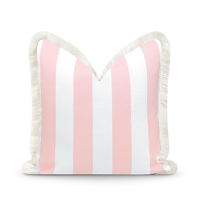 Hofdeco Premium coastal pillow cover with blush pink stripes for outdoor and indoor use.