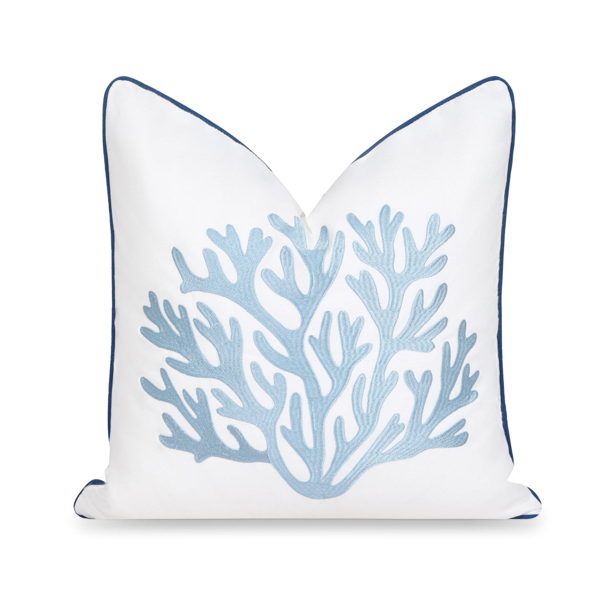 Hofdeco Premium coastal pillow cover with embroidered coral for a breezy living room feel.
