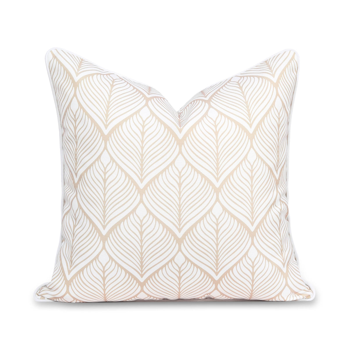 Hofdeco Premium coastal pillow cover front view with geometric leaf print for outdoor décor.