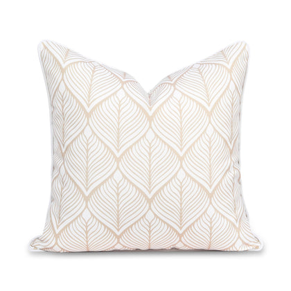Hofdeco Premium coastal pillow cover front view with geometric leaf print for outdoor décor.