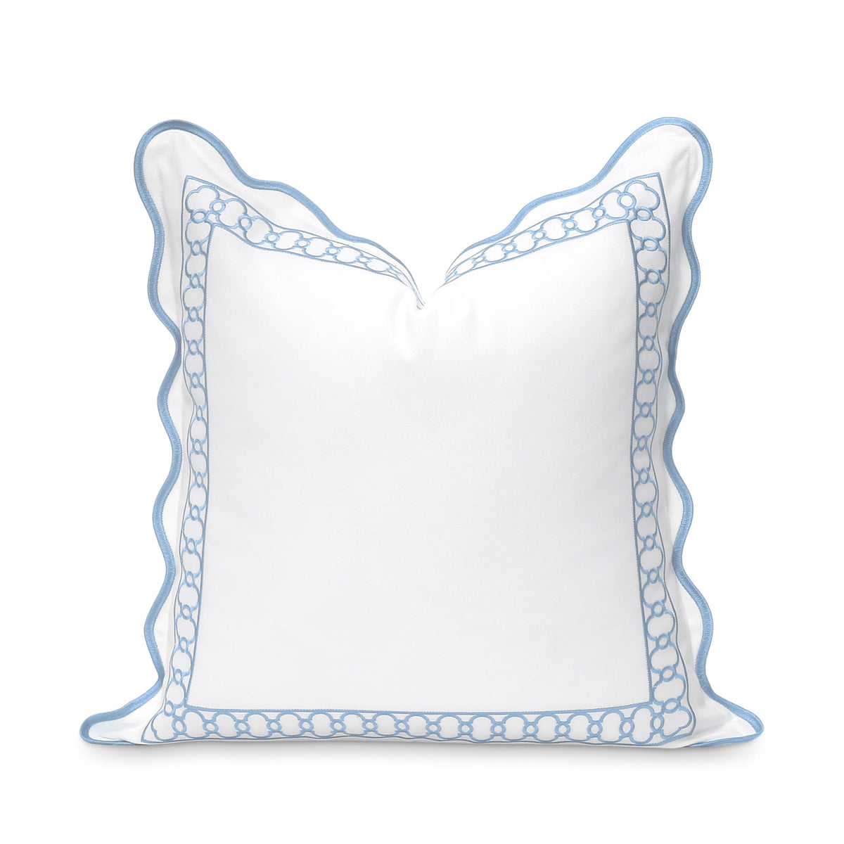Hofdeco Premium coastal pillow cover with begonia embroidery enhances outdoor or indoor spaces.