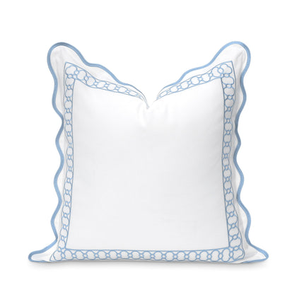 Hofdeco Premium coastal pillow cover with begonia embroidery enhances outdoor or indoor spaces.