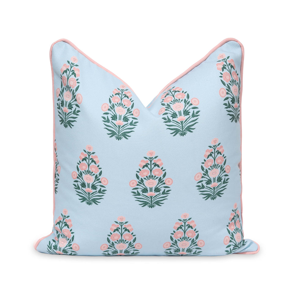 Hofdeco Premium coastal pillow cover front view with blush pink floral print