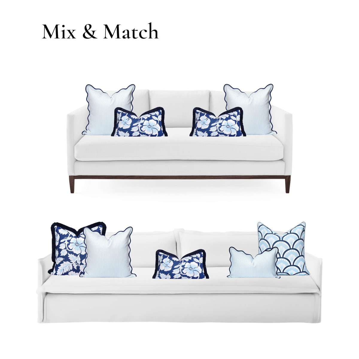 Hofdeco Premium coastal pillow cover scalloped edge detail