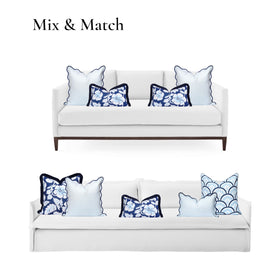Hofdeco Premium coastal pillow cover scalloped edge detail