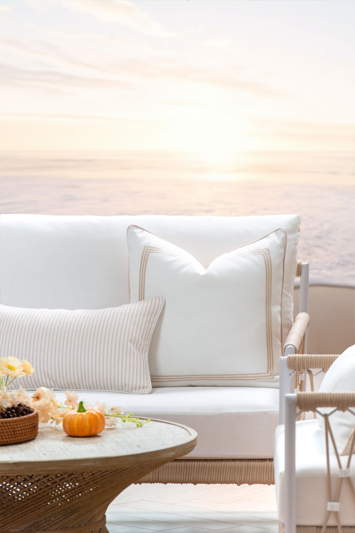 Hofdeco Premium Fall Coastal pillow cover back view with the same pattern for balanced decor.