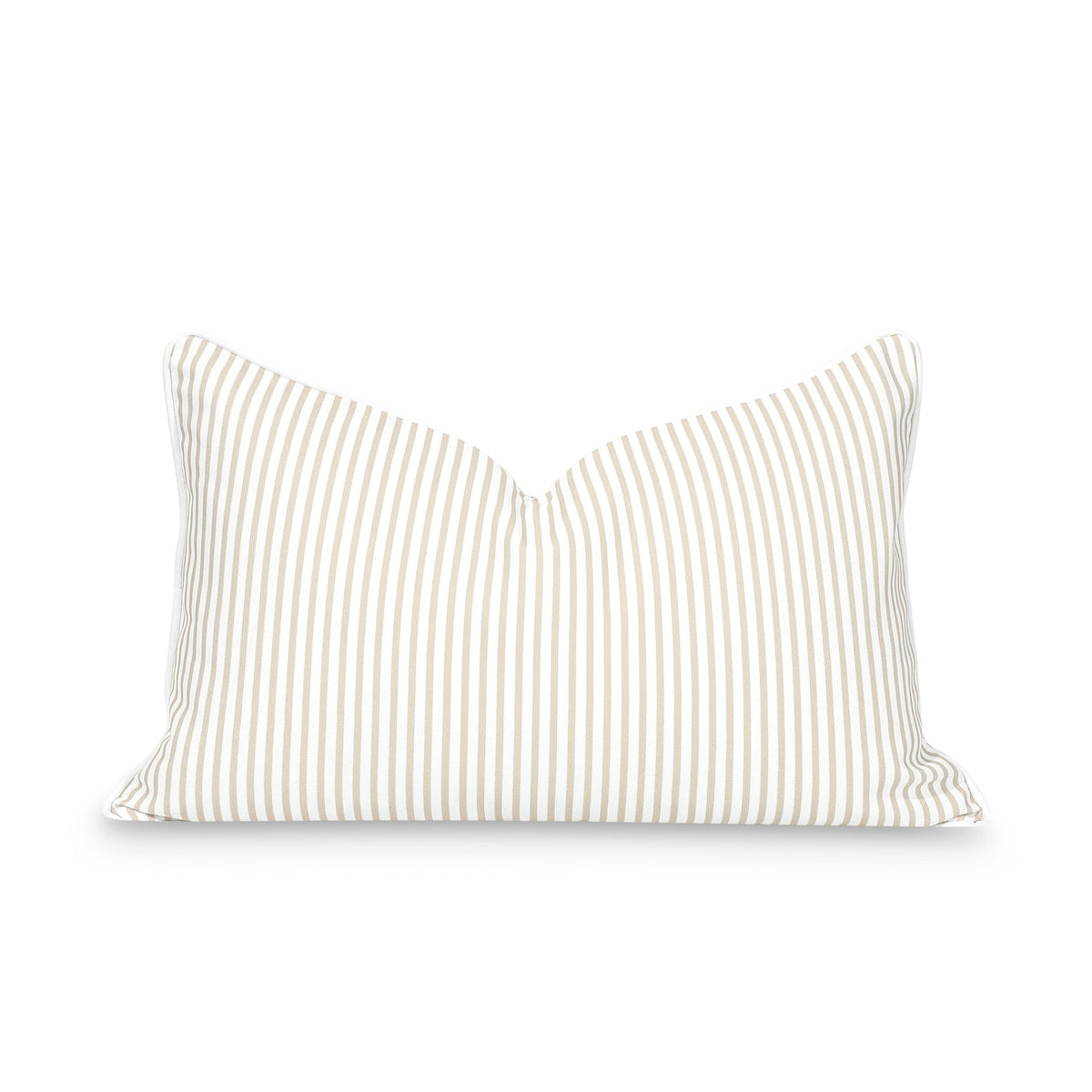Hofdeco Premium Fall Coastal pillow cover front view shows neutral tan stripes for cozy coastal styling.