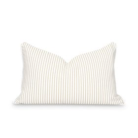 Hofdeco Premium Fall Coastal pillow cover front view shows neutral tan stripes for cozy coastal styling.