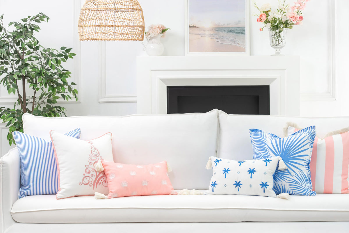 Back solid blush design of Hofdeco Premium pillow cover for versatile styling.