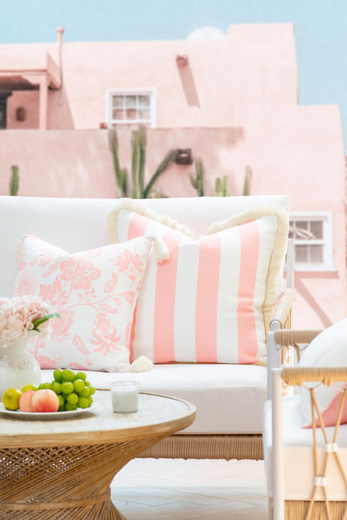 Fringe detail on Hofdeco Premium pillow cover adds playful texture.