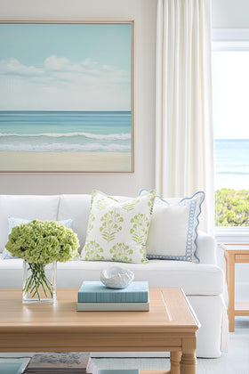Hofdeco Premium weather-resistant fabric keeps cushions looking fresh outdoors and indoors.