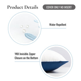 Weather-resistant polyester Hofdeco Premium pillow cover ready for outdoor spaces.