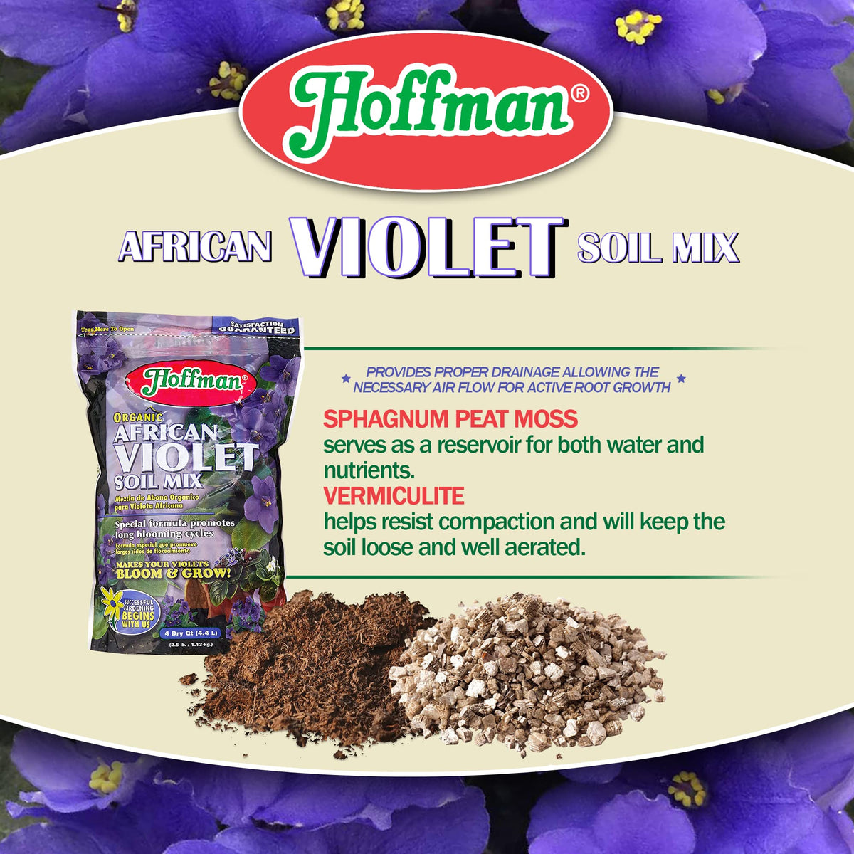 Hoffman 10301 packaging clearly shows use for African Violets.