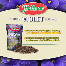 Hoffman African Violet mix in pot setup promotes even drainage and strong foliage.
