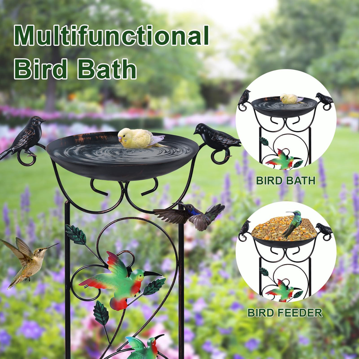 hogardeck 35inch birdbath base spikes secure a stable outdoor display