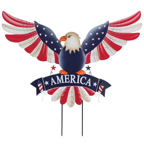 Hogardeck bald eagle garden stake offers a bold 28-inch patriotic lawn display.