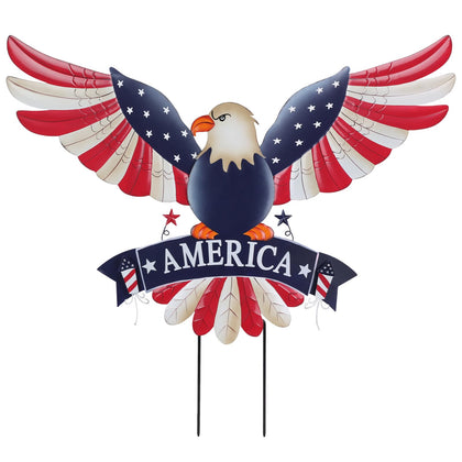 Hogardeck bald eagle garden stake offers a bold 28-inch patriotic lawn display.