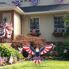 Hogardeck eagle and AMERICA plaque stake adds festive accent to outdoor spaces.