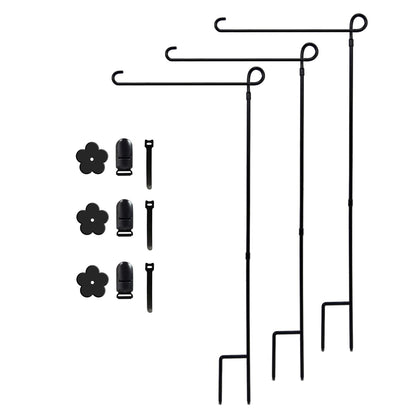 Hogardeck garden flag holder stand side view showing sturdy construction for windy days.