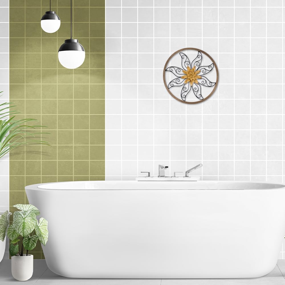 Hogardeck gray flower ornament provides neutral contrast for modern rustic interiors.