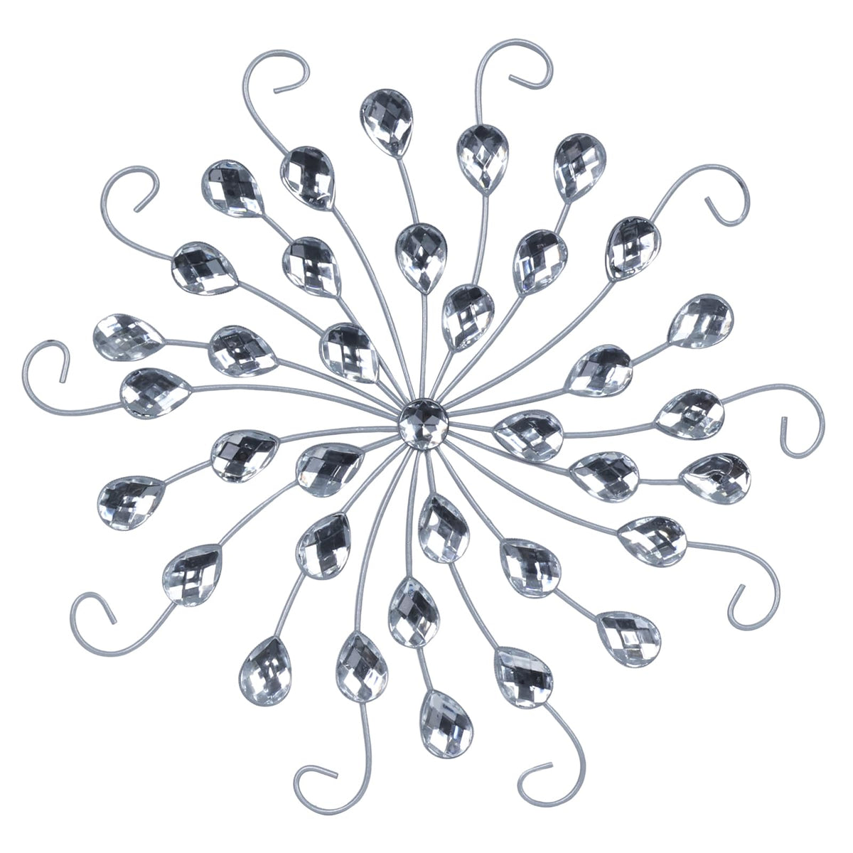 Hogardeck metal flower wall art with sun-star burst crystals adds glamour to your living room.