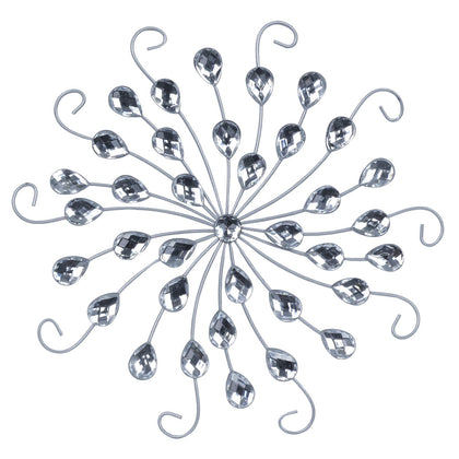 Hogardeck metal flower wall art with sun-star burst crystals adds glamour to your living room.