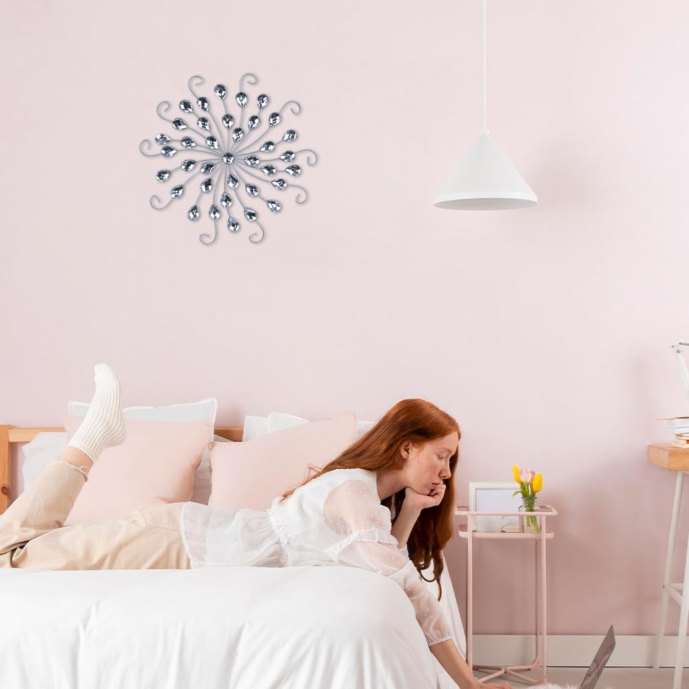 Hogardeck silver wall art with crystal accents for a subtle bedroom sparkle.