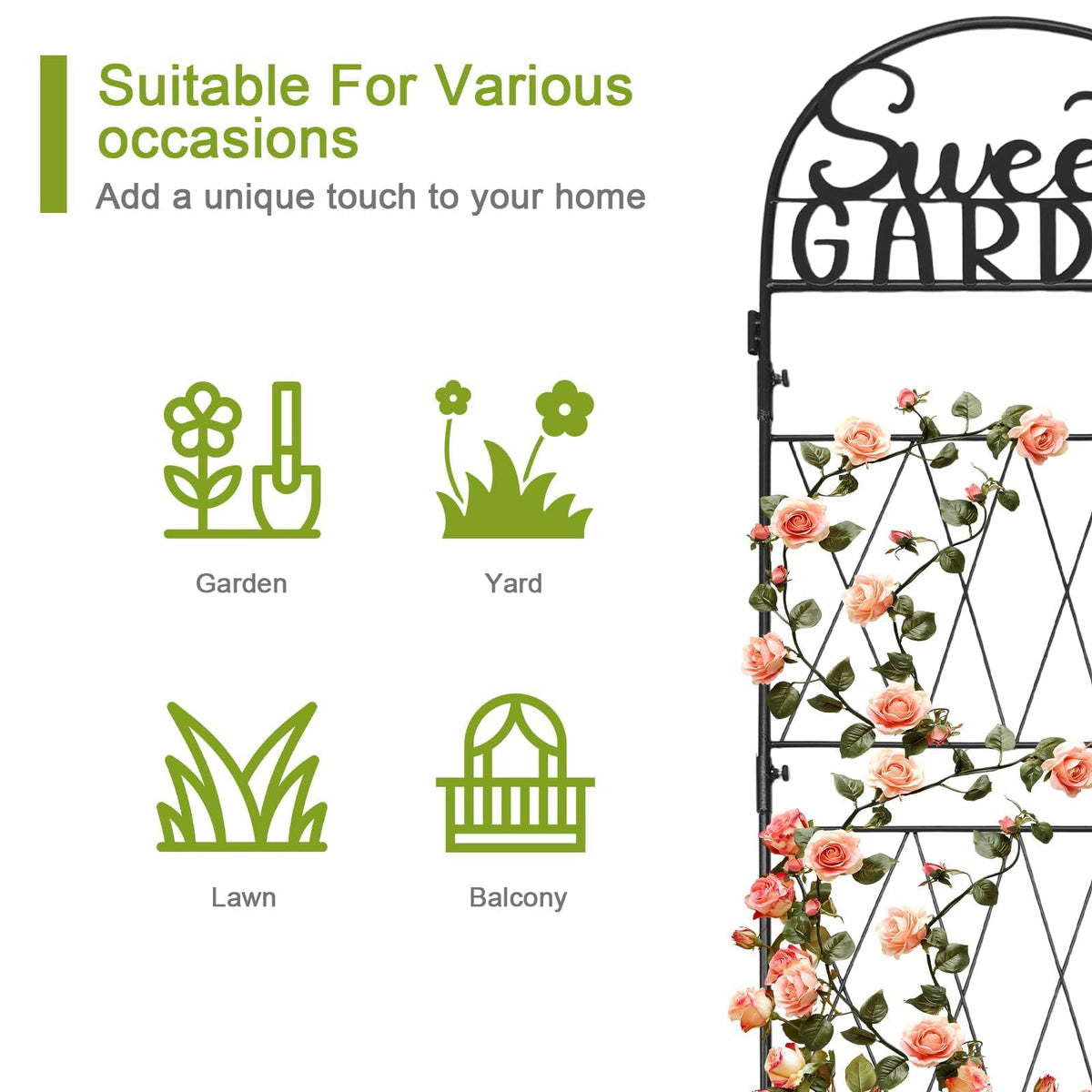 hogardeck trellis doubles as a decorative garden divider for privacy