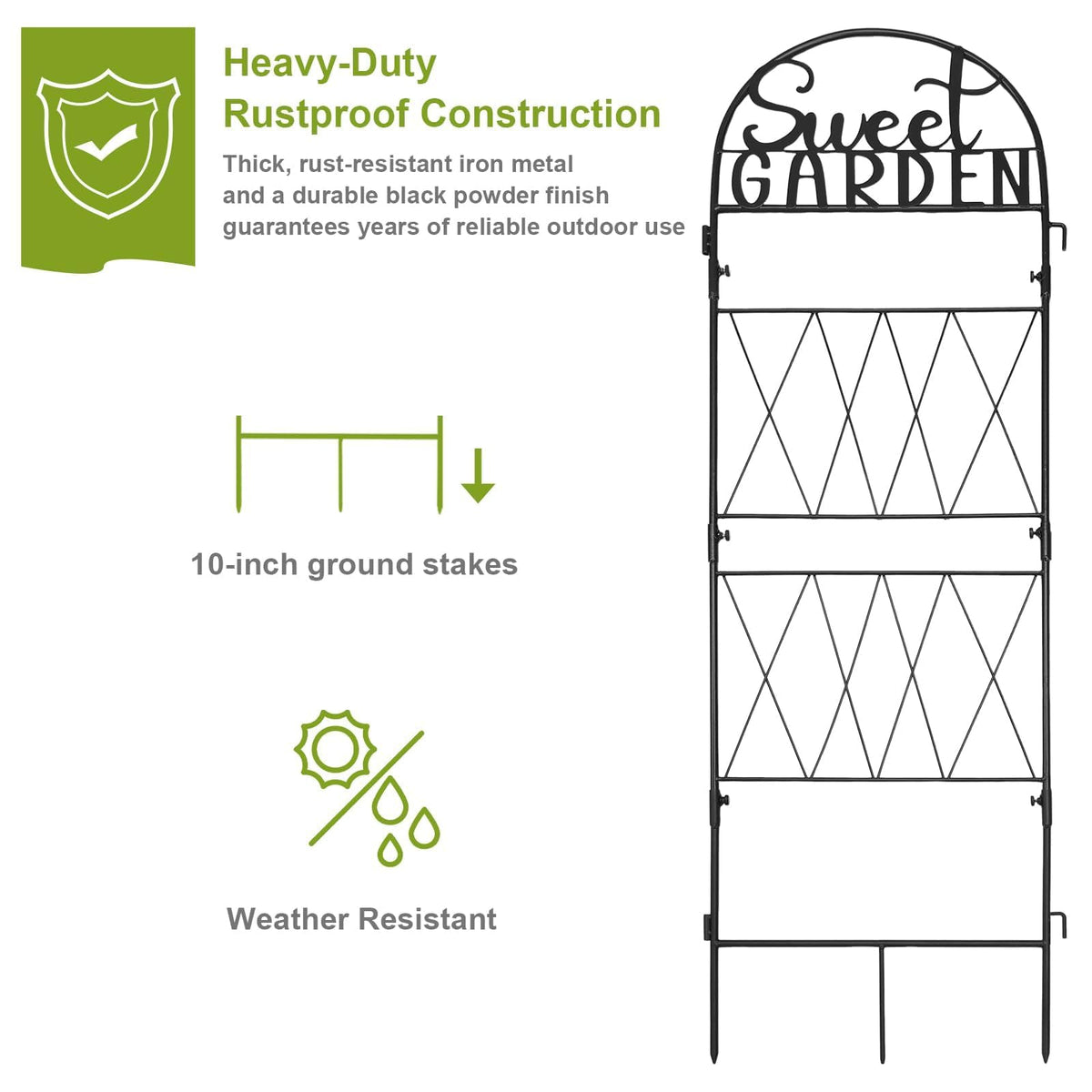 hogardeck trellis with 10-inch ground stakes stays stable in windy conditions