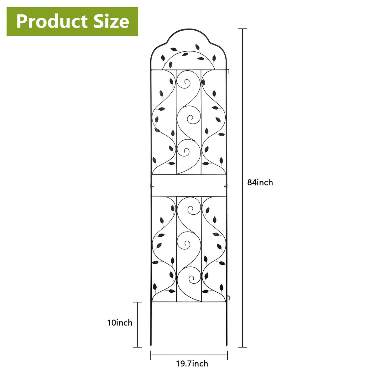Hogardeck trellis ground stakes extend 10 inches for stable installation.