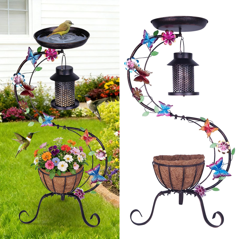 Hogardeck vintage bird bath top view highlights drinking and bathing for birds.