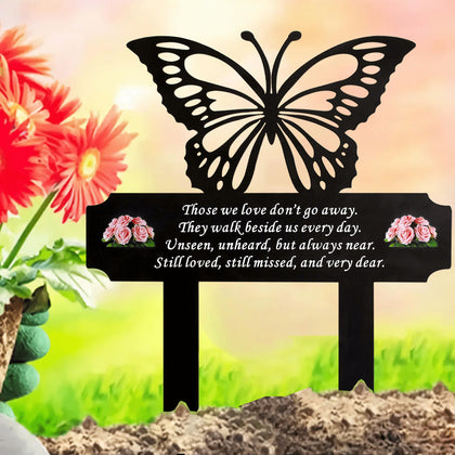 HOGIKUO butterfly memorial stake 13in offers durable grave decoration for lasting remembrance.