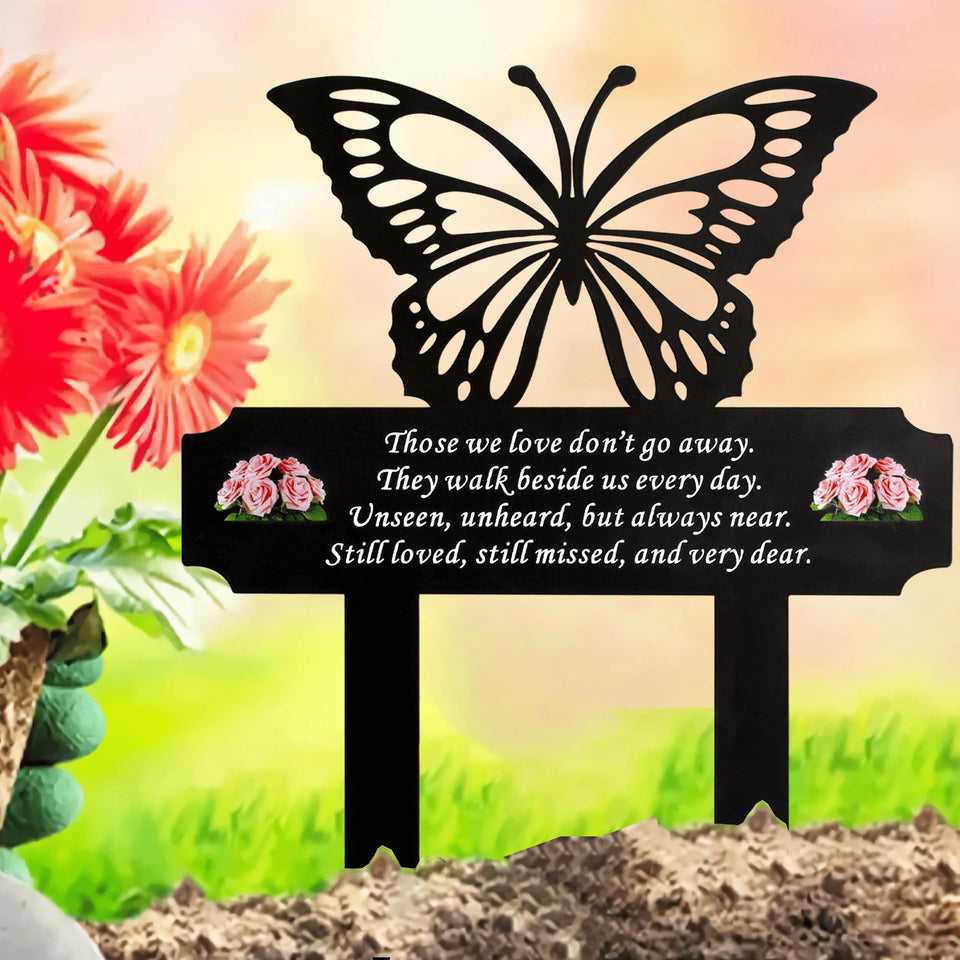 HOGIKUO butterfly memorial stake 13in offers durable grave decoration for lasting remembrance.