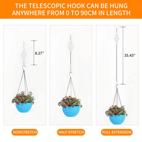 HOGXUAE extended 35-inch hanger demonstrates tall hanging basket capability outdoors.