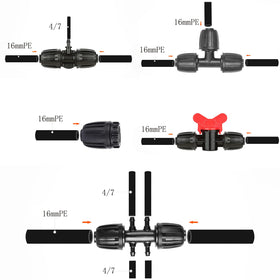 HOINCO Black drip fittings elbow redirects tubing around beds and borders.