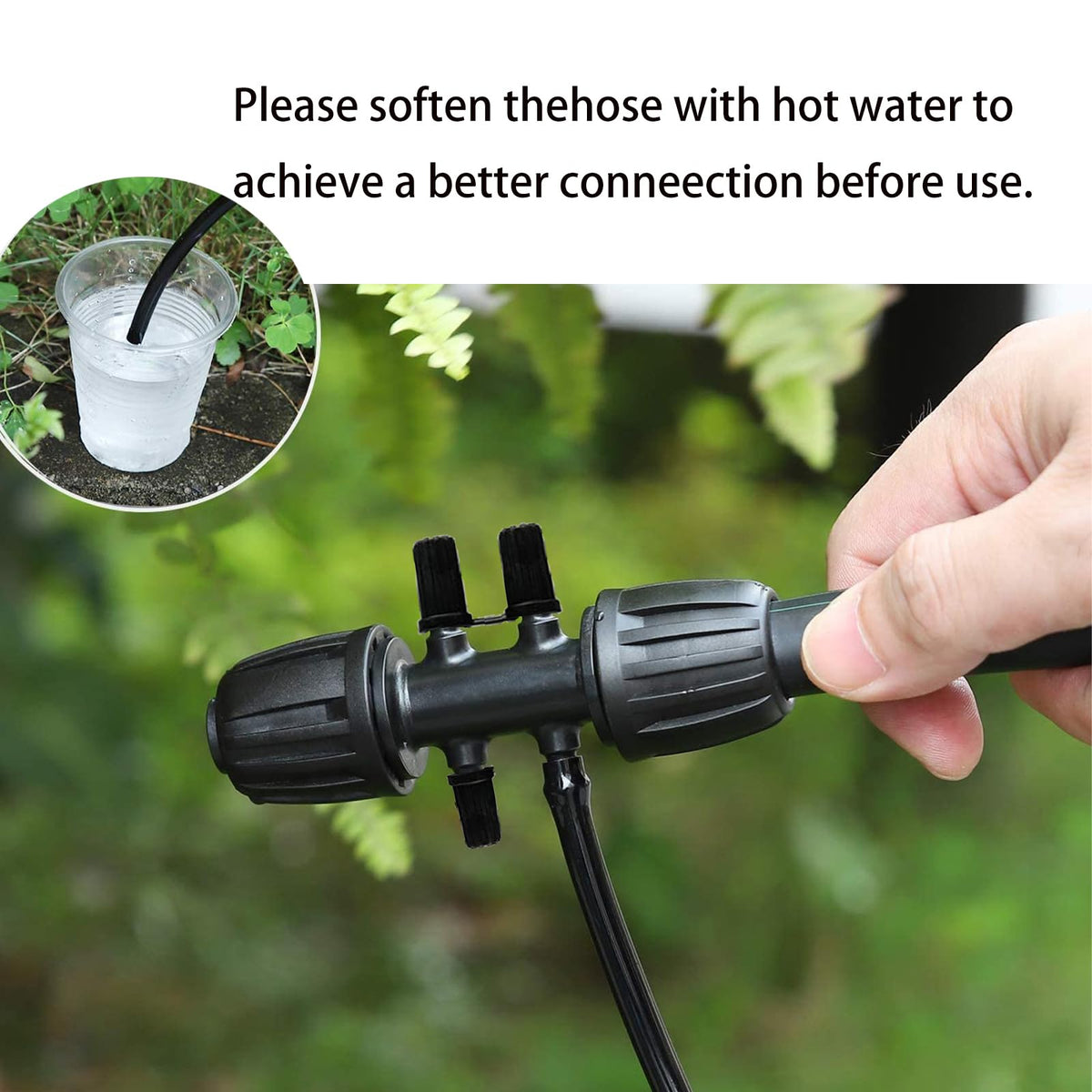 HOINCO Black drip fittings T-connector widens irrigation layout for efficient watering.