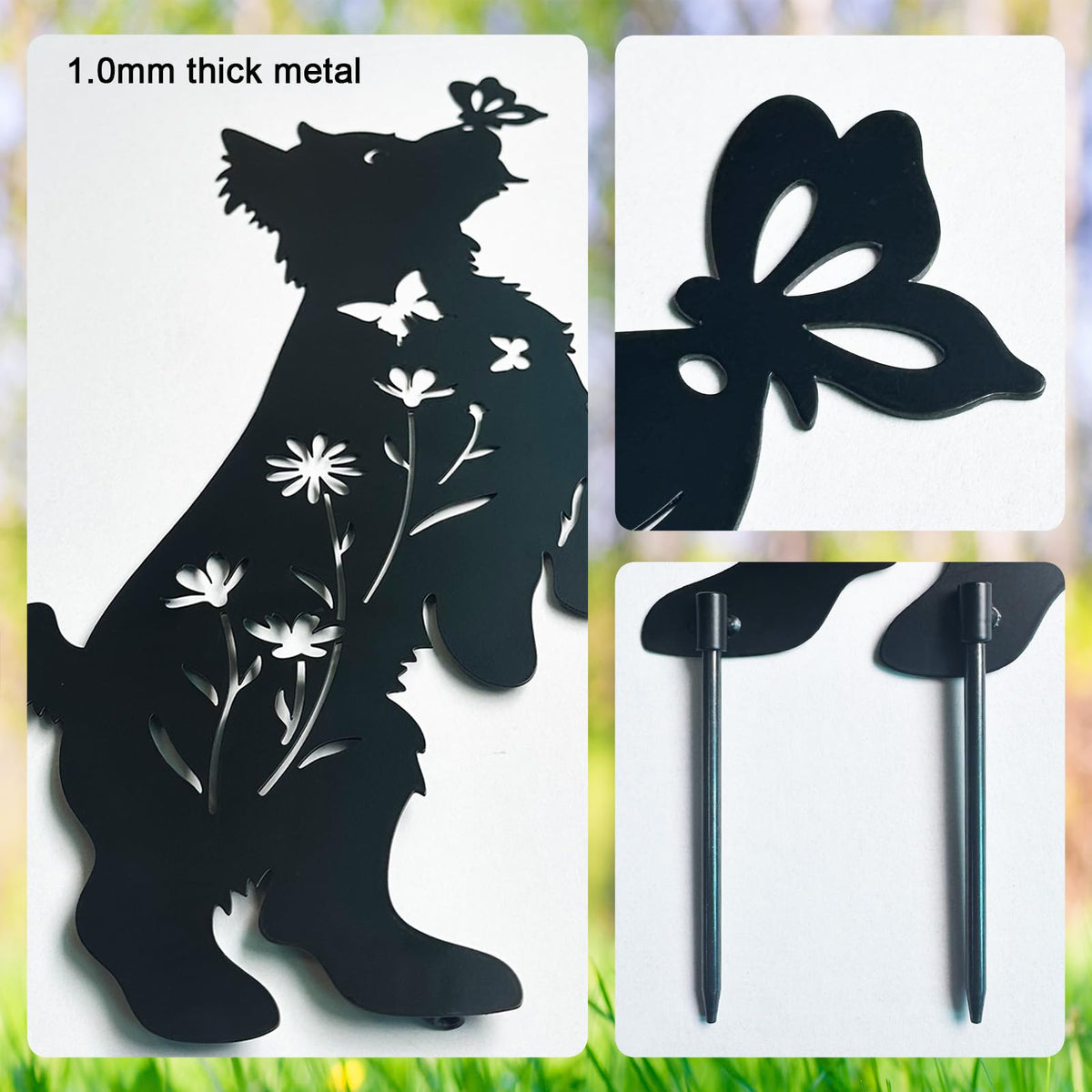 Hokfirm black Yorkie garden statue – outdoor-ready décor with safe, rounded edges.