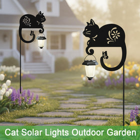 Hokfirm weather-resistant cat lantern shines automatically at dusk for charm.
