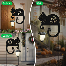 Hokfirm garden cat yard decor lantern highlighting pathways with solar-powered illumination.