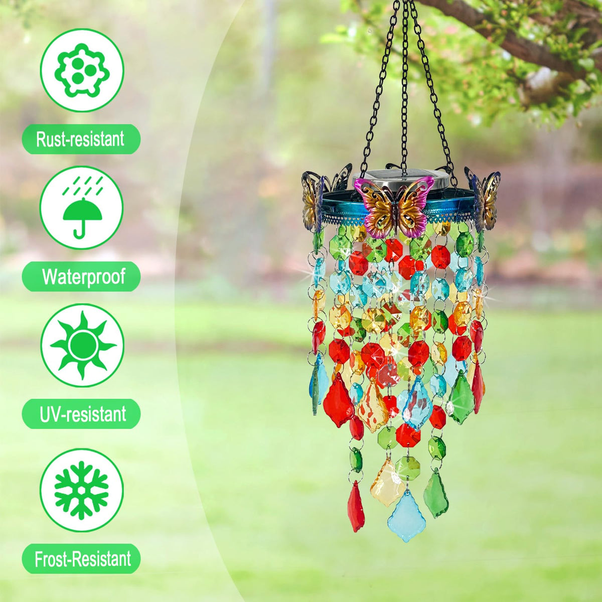 Hokfirm color-changing LED solar lights create festive mood for outdoor gatherings.