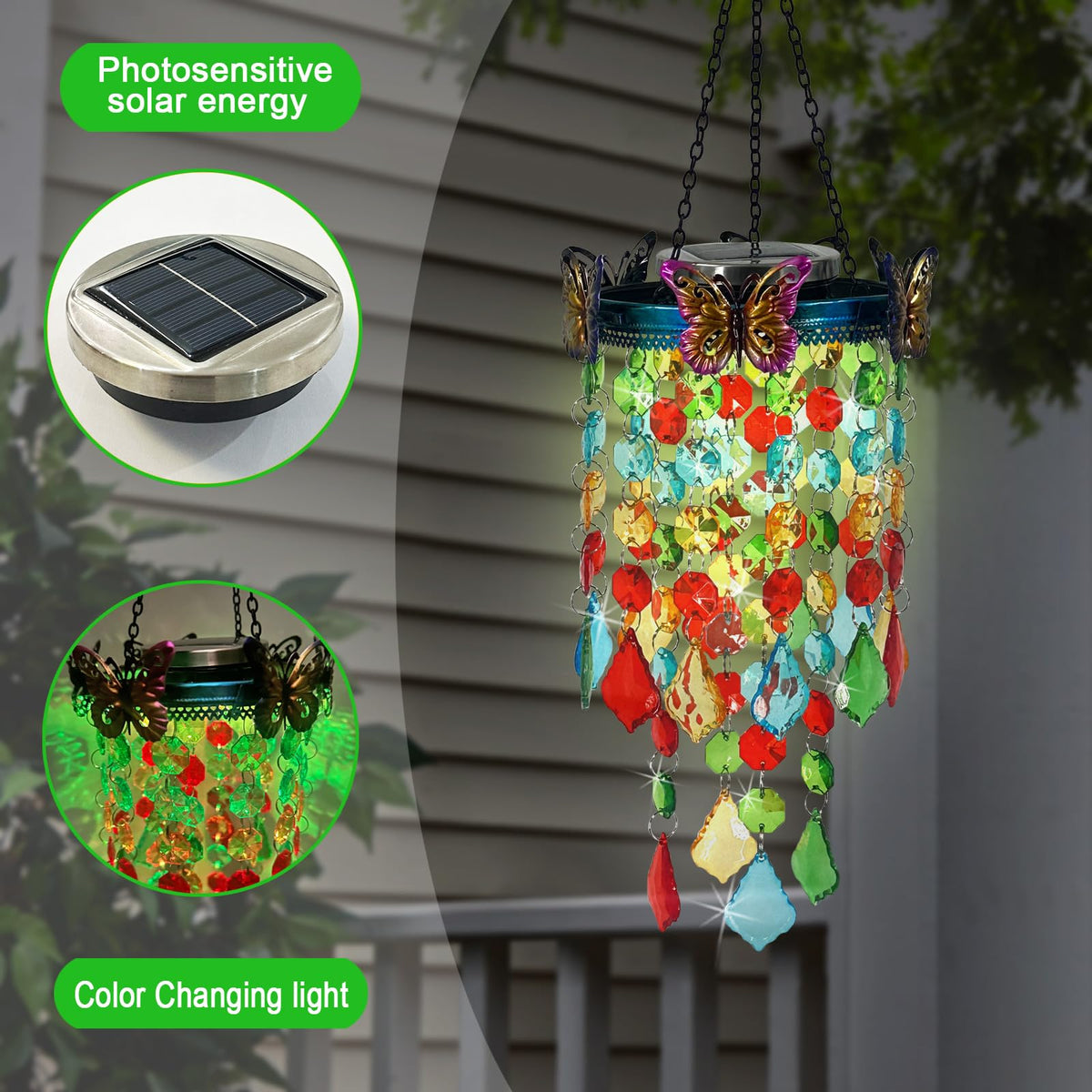 Hokfirm colorful metal butterfly wind chimes brighten gardens with charming color shifts.