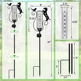 Hokfirm glass rain tube securely mounted on the stake for accurate data.