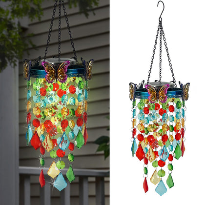 Hokfirm hanging solar lantern outdoor chandelier adds ambient glow to your patio.