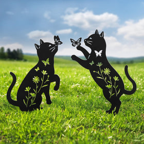Hokfirm metal cat garden stake for outdoor decor adds durable curb appeal.