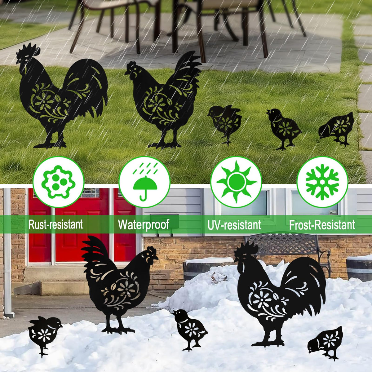 Hokfirm chick figurines brighten borders with playful yard accents.